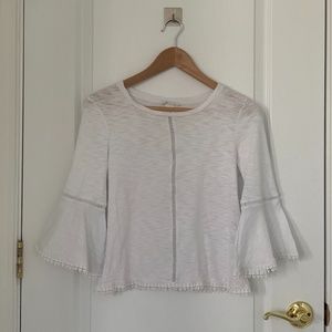 Thin White Bell Sleeved Top